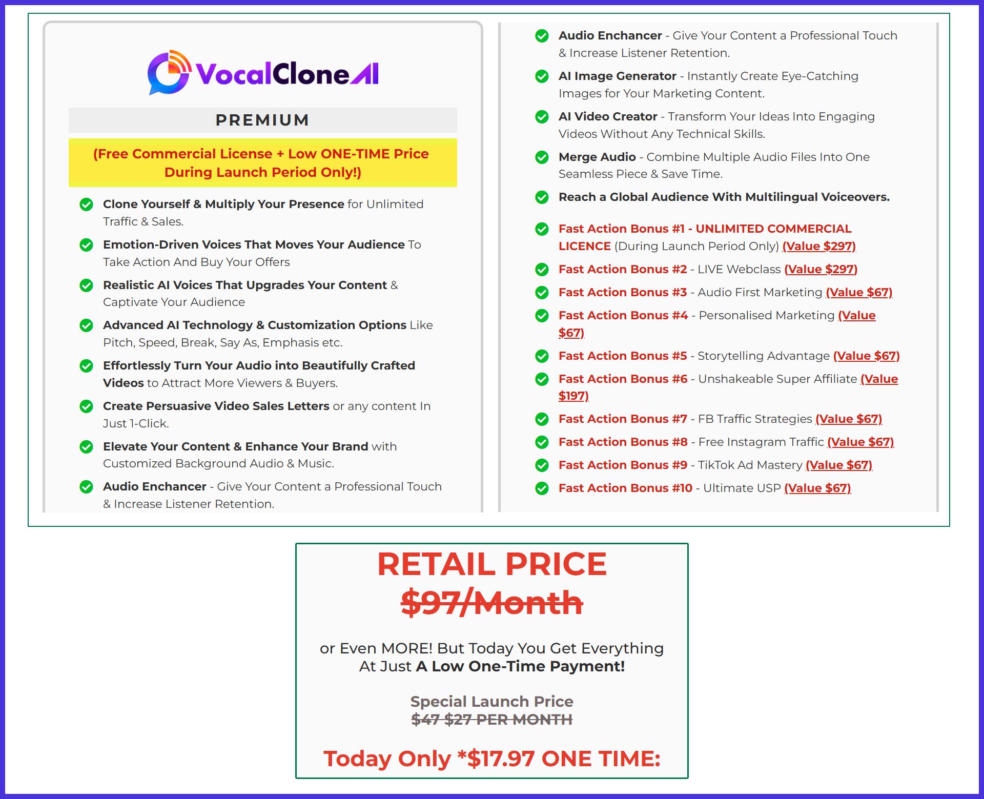 vocal clone ai pricing